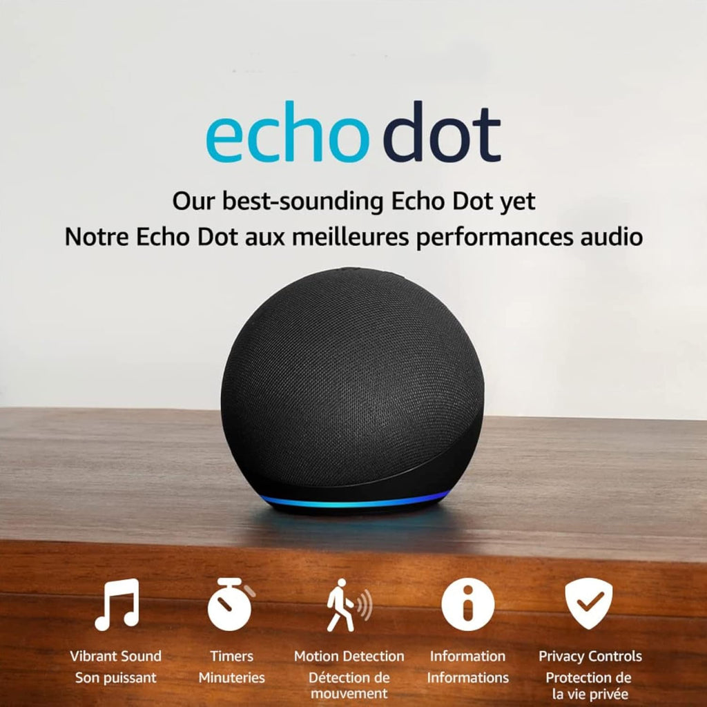 Amazon Echo Dot (newest model), Vibrant sounding Alexa speaker, Great for bedrooms, dining rooms and offices, Charcoal