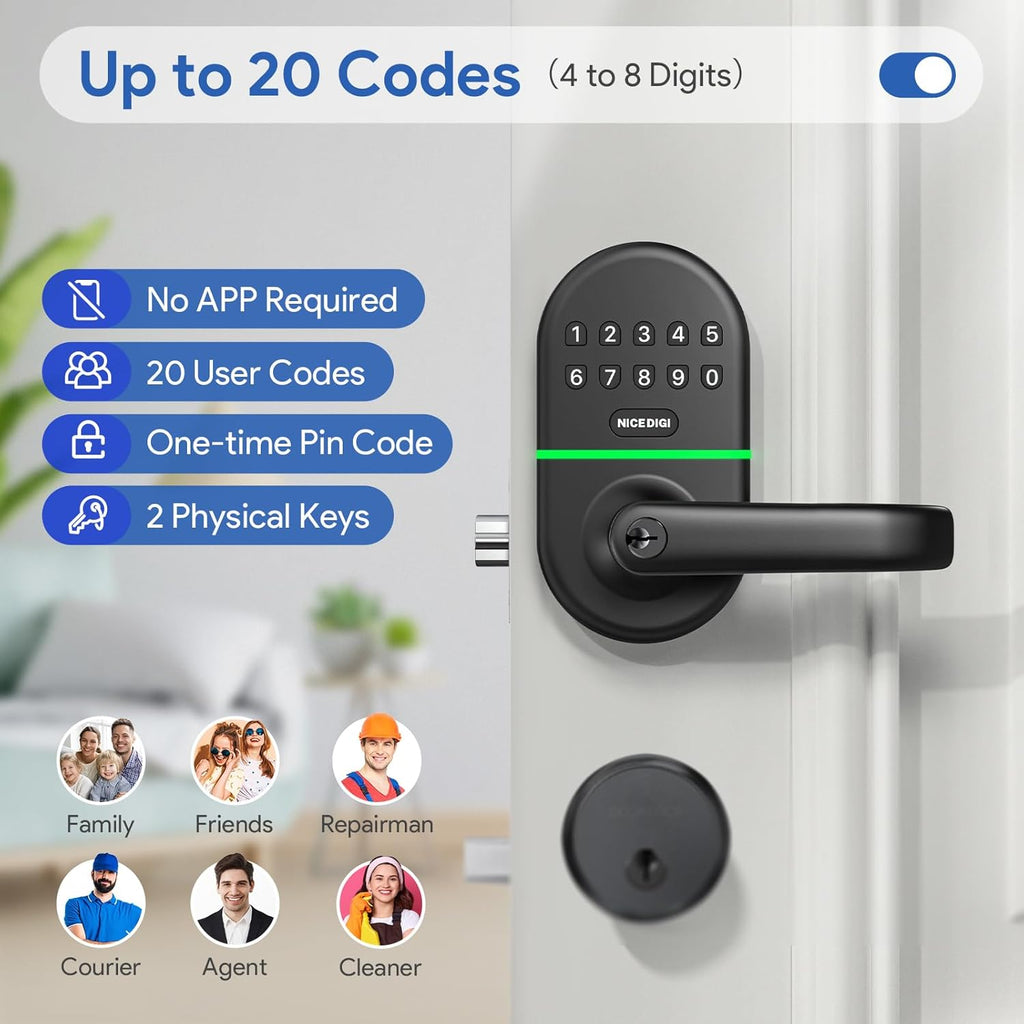 Smart Keypad Door Lock with Handle: Keyless Entry for Front Door by NICE DIGI, Original Seller