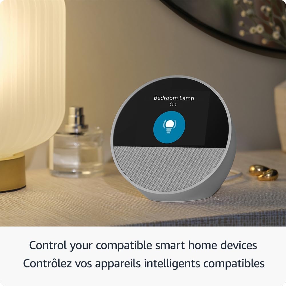 Amazon Echo Spot (newest model), Great for nightstands, offices and kitchens, Smart alarm clock with Alexa, Ocean Blue