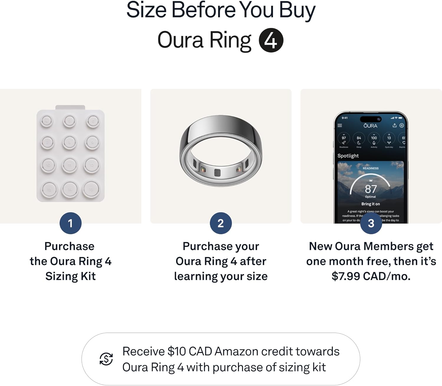 Oura Ring 4 - Silver - Size 8 - Smart Ring - Size First with Oura Ring 4 Sizing Kit - Sleep Tracking Wearable - Heart Rate - Fitness Tracker - Up to 8 Days of Battery Life