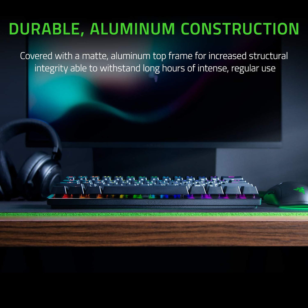 Razer Huntsman Mini 60% Gaming Keyboard: Fast Keyboard Switches - Clicky Optical Switches - Chroma RGB Lighting - PBT Keycaps - Onboard Memory - Razer Snap Tap - Black