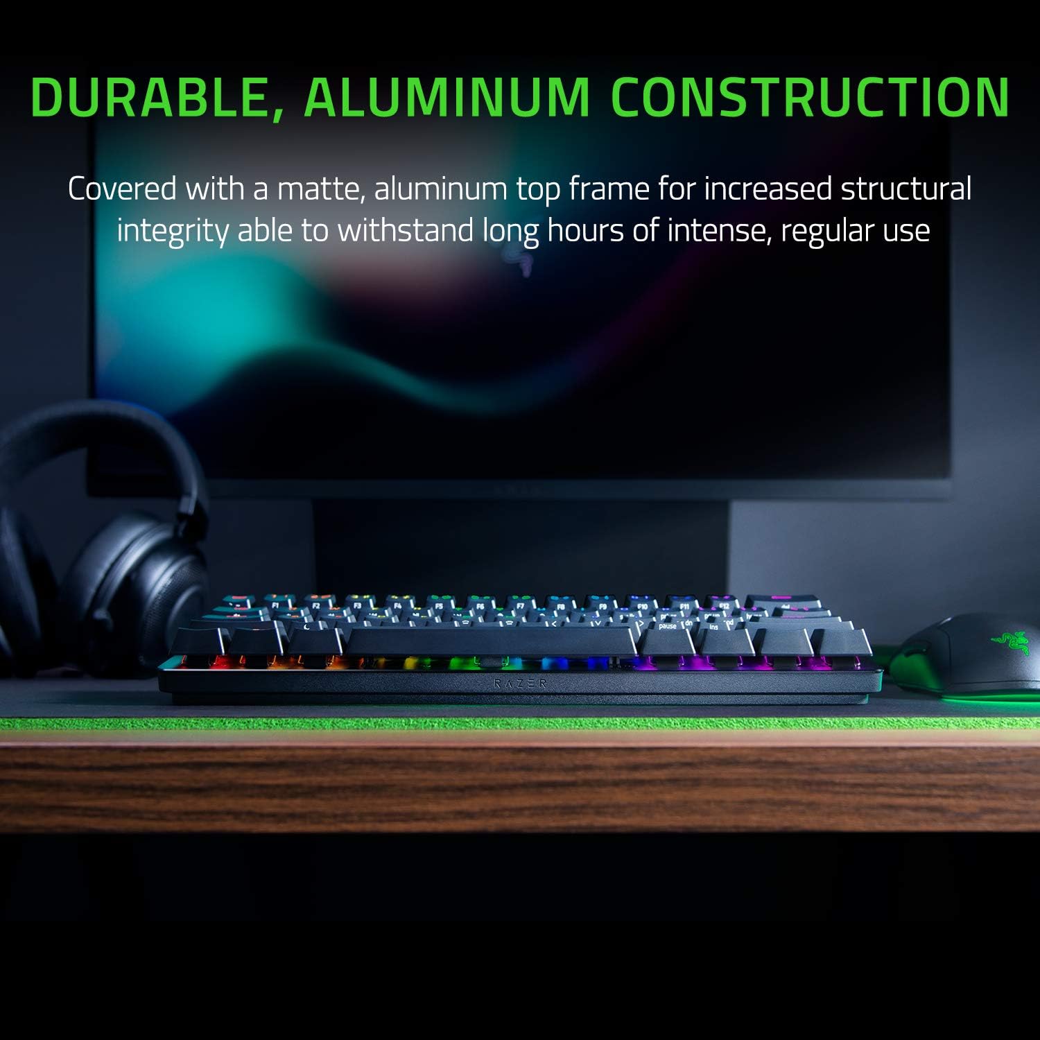 Razer Huntsman Mini 60% Gaming Keyboard: Fast Keyboard Switches - Clicky Optical Switches - Chroma RGB Lighting - PBT Keycaps - Onboard Memory - Razer Snap Tap - Black